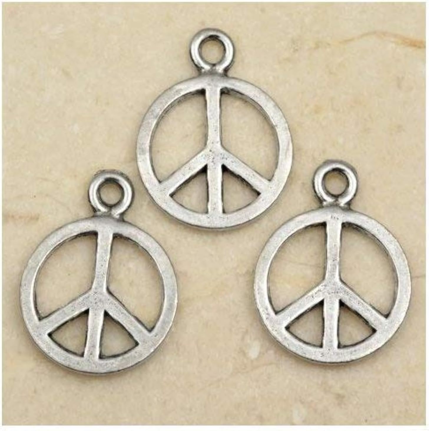 BeadingStation® 20pcs Tibetan Silver Peace Logo Charms 16mm, Antique Silver Peace Sign Dangles for Jewelry & DIY Crafts image 2