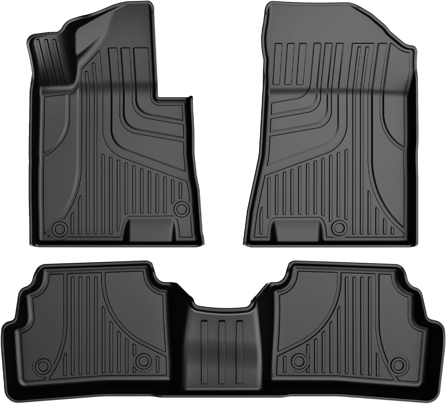 TPE Floor Mats Set for Hyundai Sonata 2020-2025 2026 (FWD & Gas Only) & for Kia K5 2021-2026 (FWD Only) with Removable White Diamond Rhinestone Carpet Top Layer, Custom Fit All Weather Liners