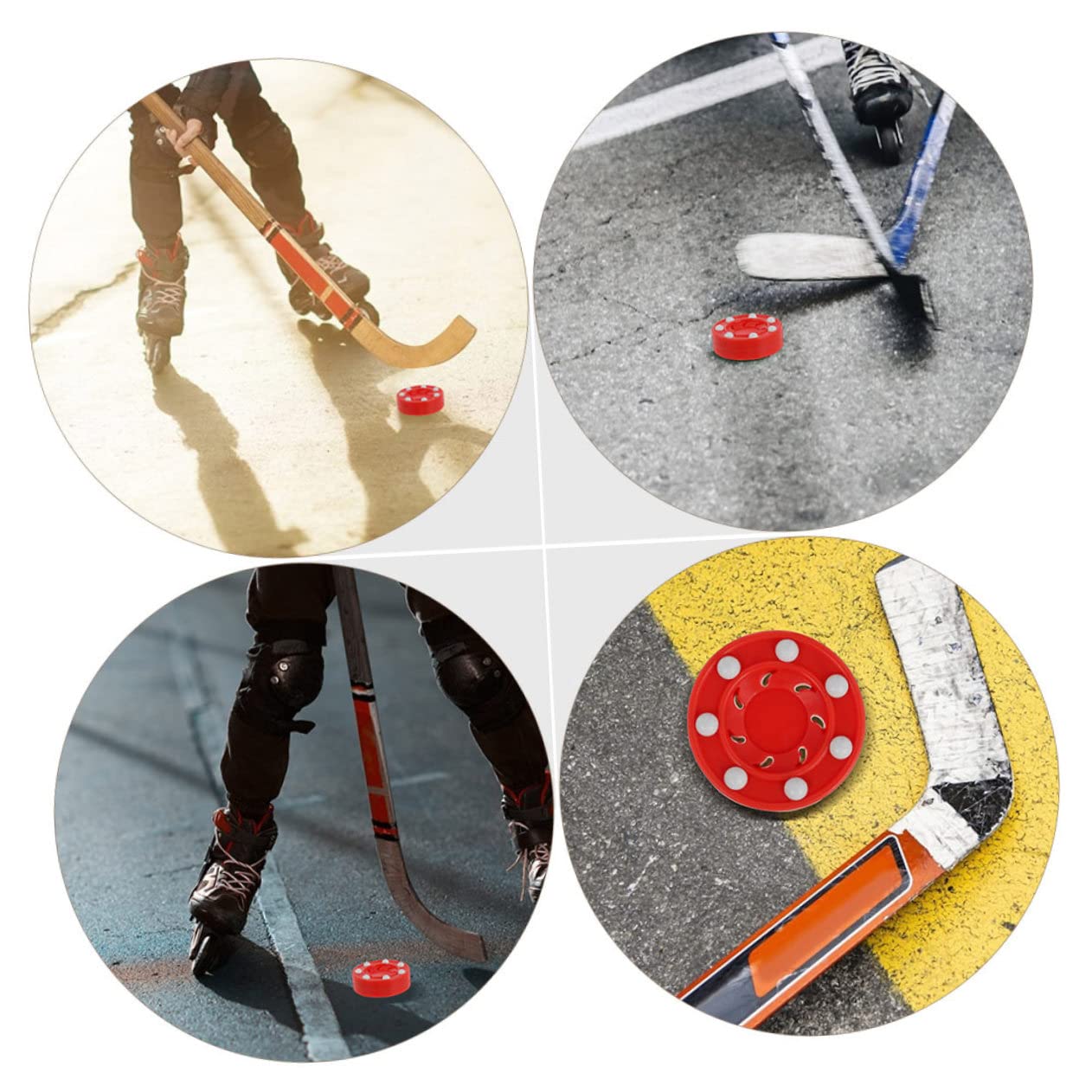 Kisangel Bola De Rodillos Hockey Rodillo De Ejercicio De Rodillos Disco Callejero Disco Duradero Herramientas De Entrenamiento De Rodillos Páginas Rojo