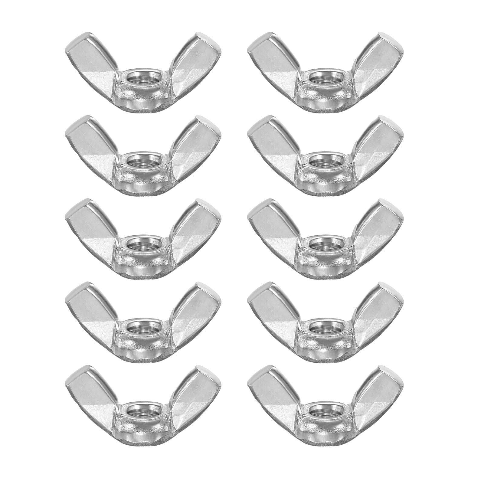PATIKIL Wing Nuts, 10 Pcs 10#-24 304 Stainless Steel Butterfly Wing-Nut Fasteners Parts for Repair Install House Furniture Boat, Silver