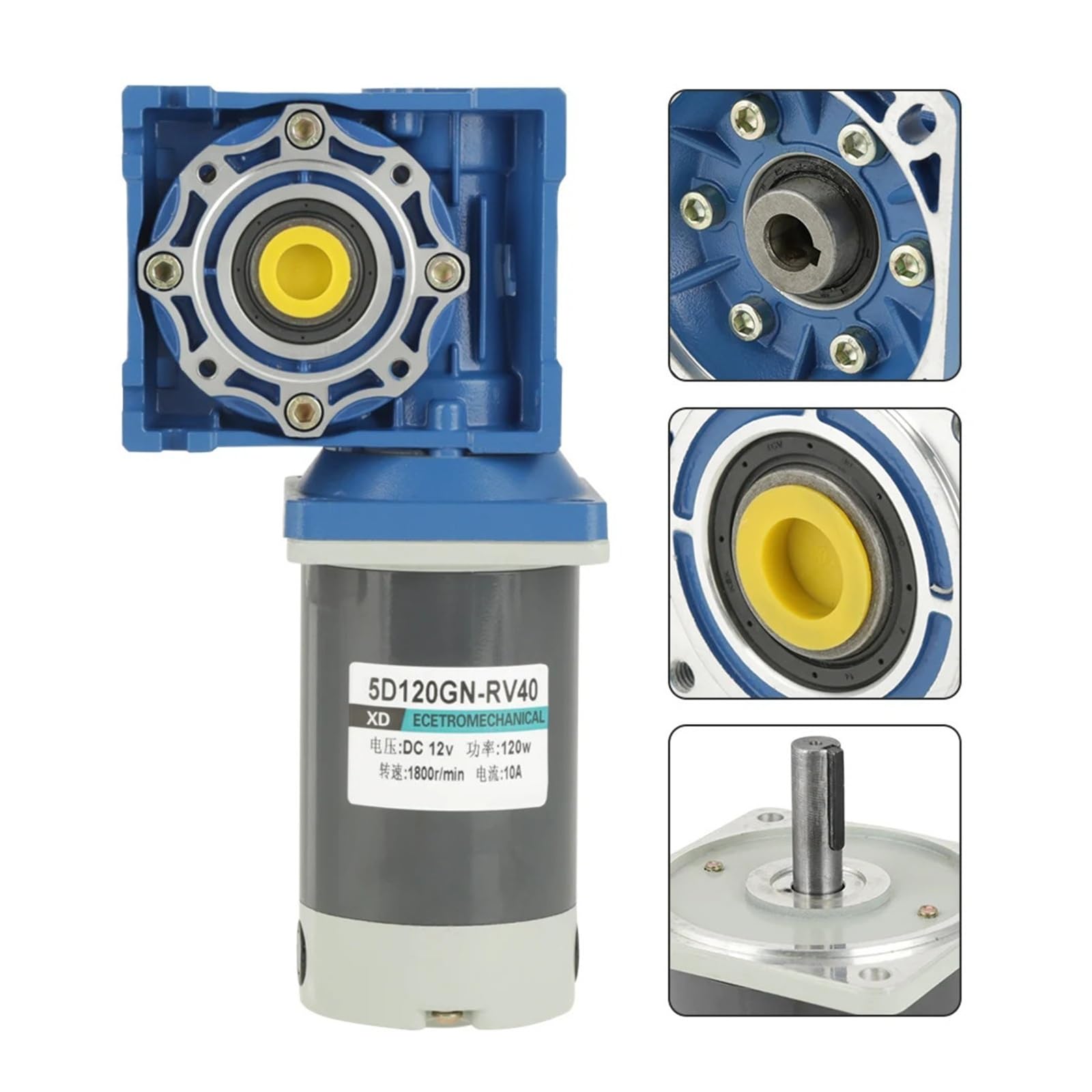 RV40 Schneckengetriebemotor 12 V/24 V 120 W RV40 Geschwindigkeit einstellbar CW/CCW mit Selbsthemmung für Garagentor(21,24V)