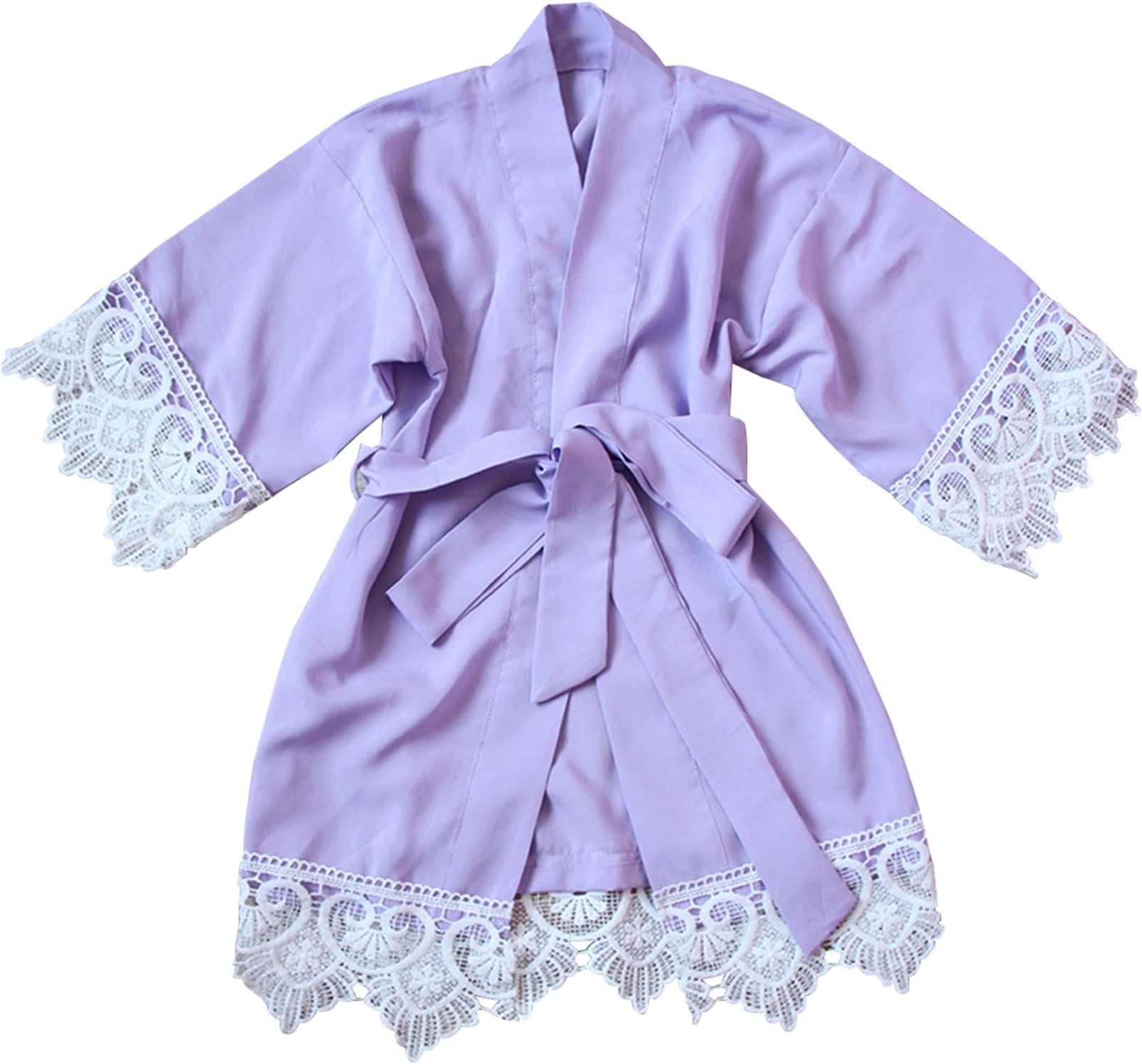 Lavender Girl Robe - Baby Robe With Lace Trim-Flower Girl Robe-Flower Girl Gift-Baby Shower Gift-Rayon Fabric