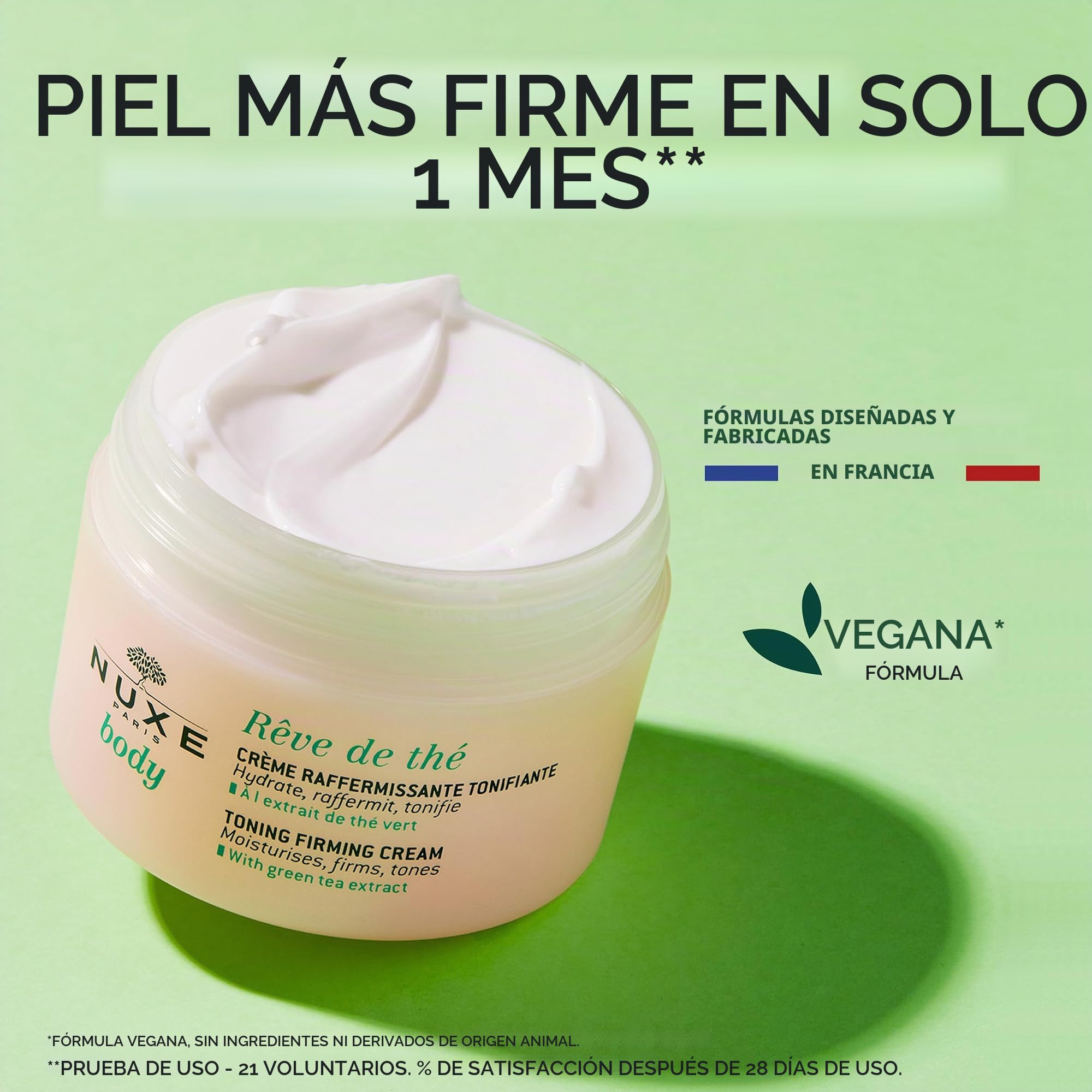 Nuxe Body Reve The Crema Reafirmante Corporal 300 G, Vanilla, 200 Mililitro | Crema corporal hidratante con extractos de té verde y centeno para reafirmar, suavizar y tonificar