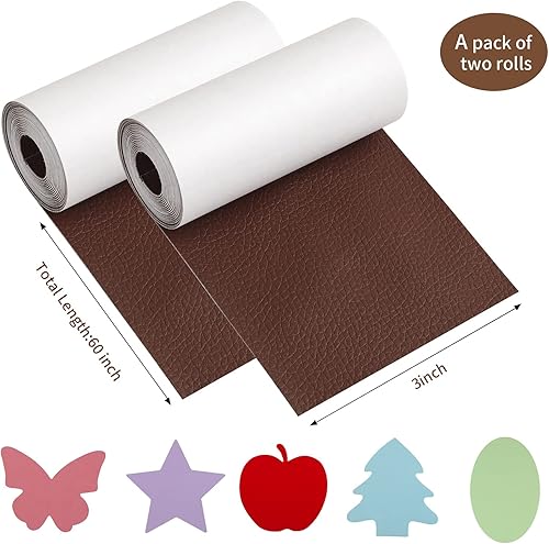 Miniatura 8 de FSLMEIL Parche de cinta de reparación de cuero, 2 paquetes de calcomanías autoadhesivas de 3 x 60 pulgadas, kit de reparación de vinilo de varios