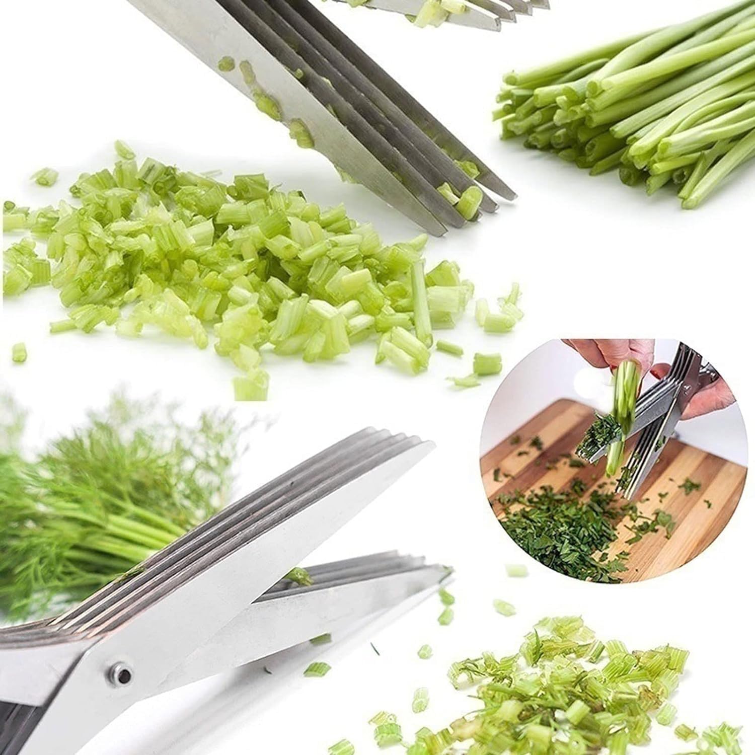 Tijeras de Cocina, Tijeras de Cocina, Tijeras para Picar Cebolla, Hierbas, Algas, Especias, Hojas para Picar, Tijeras Multicapa, Cortador de cebolleta, Herramienta Multiusos para Picar