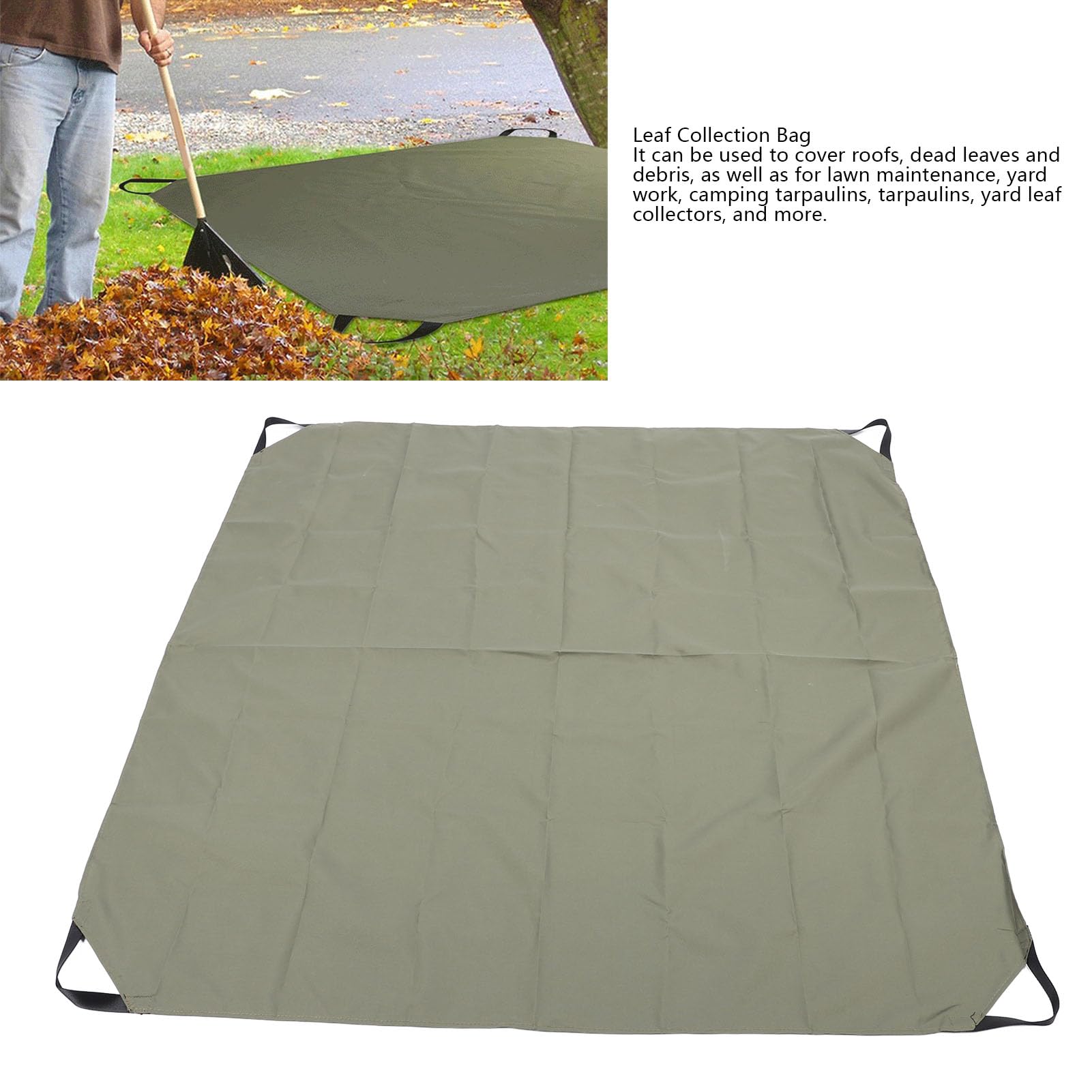 Składana torba do zbierania liści, 140 x 140 cm, worek na odpady z uchwytami – wielokrotnego użytku pojemnik na liście ogrodowe do łatwego czyszczenia i przechowywania
