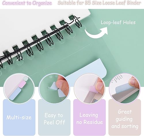 Miniatura 4 de 475 pestañas adhesivas, 10 hojas, 3 tamaños de pestañas divisorias, pestañas de índice escribibles, banderas de cinta reposicionables para libros,
