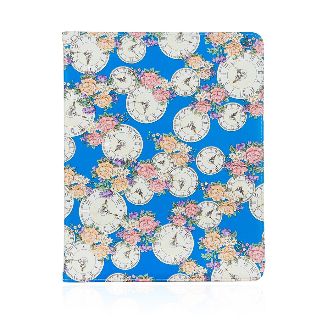IDEGG Case for iPad 2 3 4 (Blue with Clock Flower, iPad 2/3/4)
