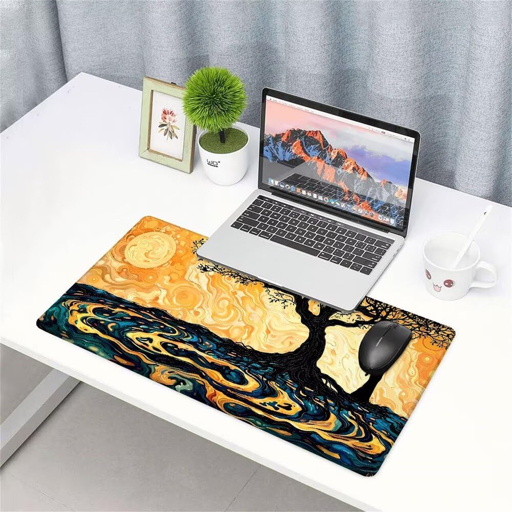 Alfombrilla de Mouse para Juegos, Giallo, XXL, Antideslizante, Impermeable, Diseño de Astratto, Extendido, Grande, 1200x600x3mm, para PC, Laptop, Ufficio, Famiglia d-562