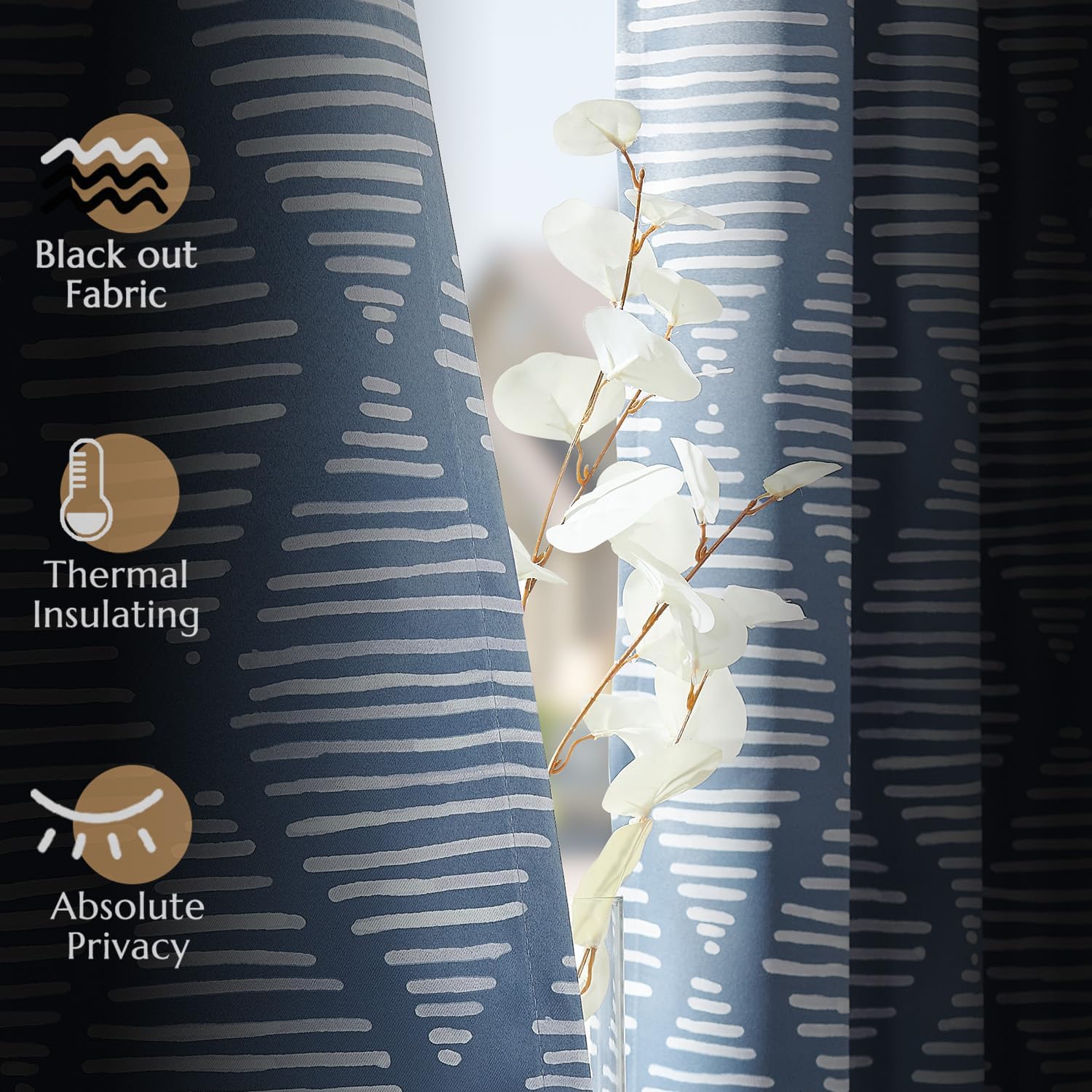 NICETOWN Cortinas 100% Opacas De Lino Crema De 120 Pulgadas