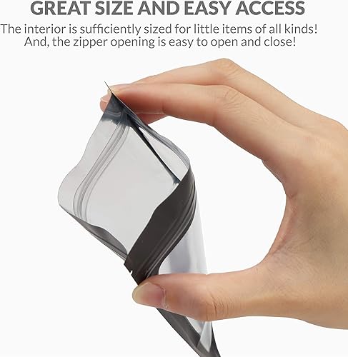 Miniatura 5 de Mylar Bags with Zipper Seal 4 x 6"  100 Bags  Black  Resealable Heat Seal Bags for Candy and Food Packaging, Medications and Vitamins  For Liquid