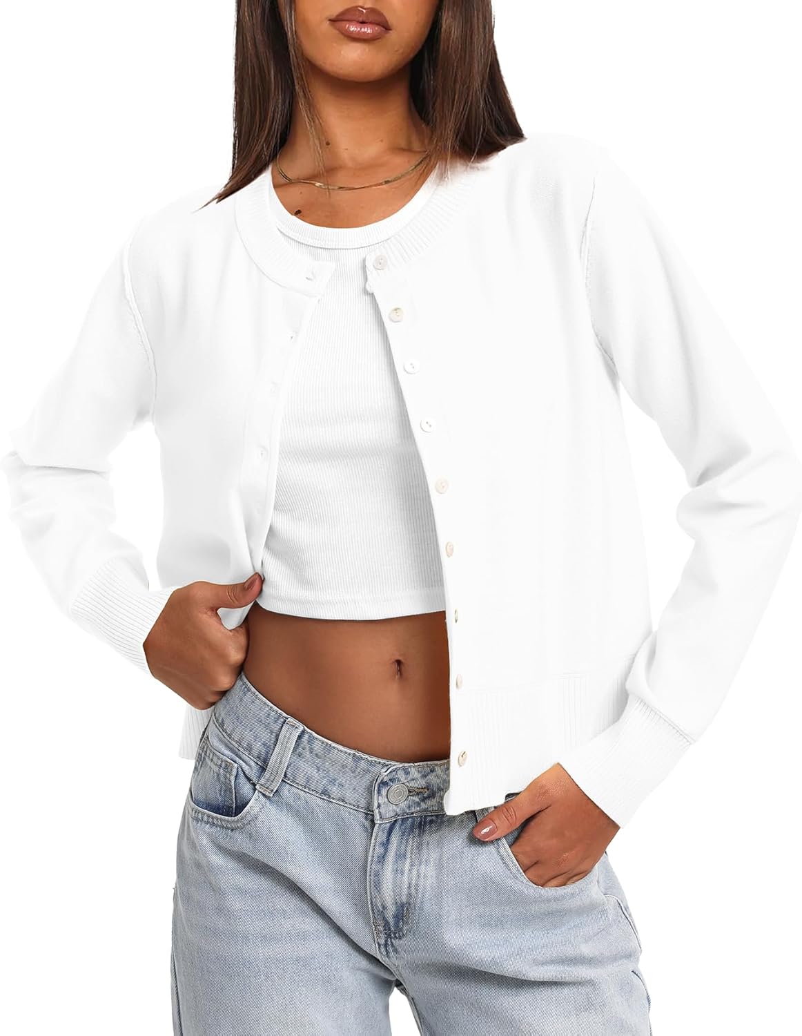 Darong Women's Lightweight Cardigan Sweater Long Sleeve Button Down Crew Neck Spring Outfits Fashion 2026 Clothing - Image 3