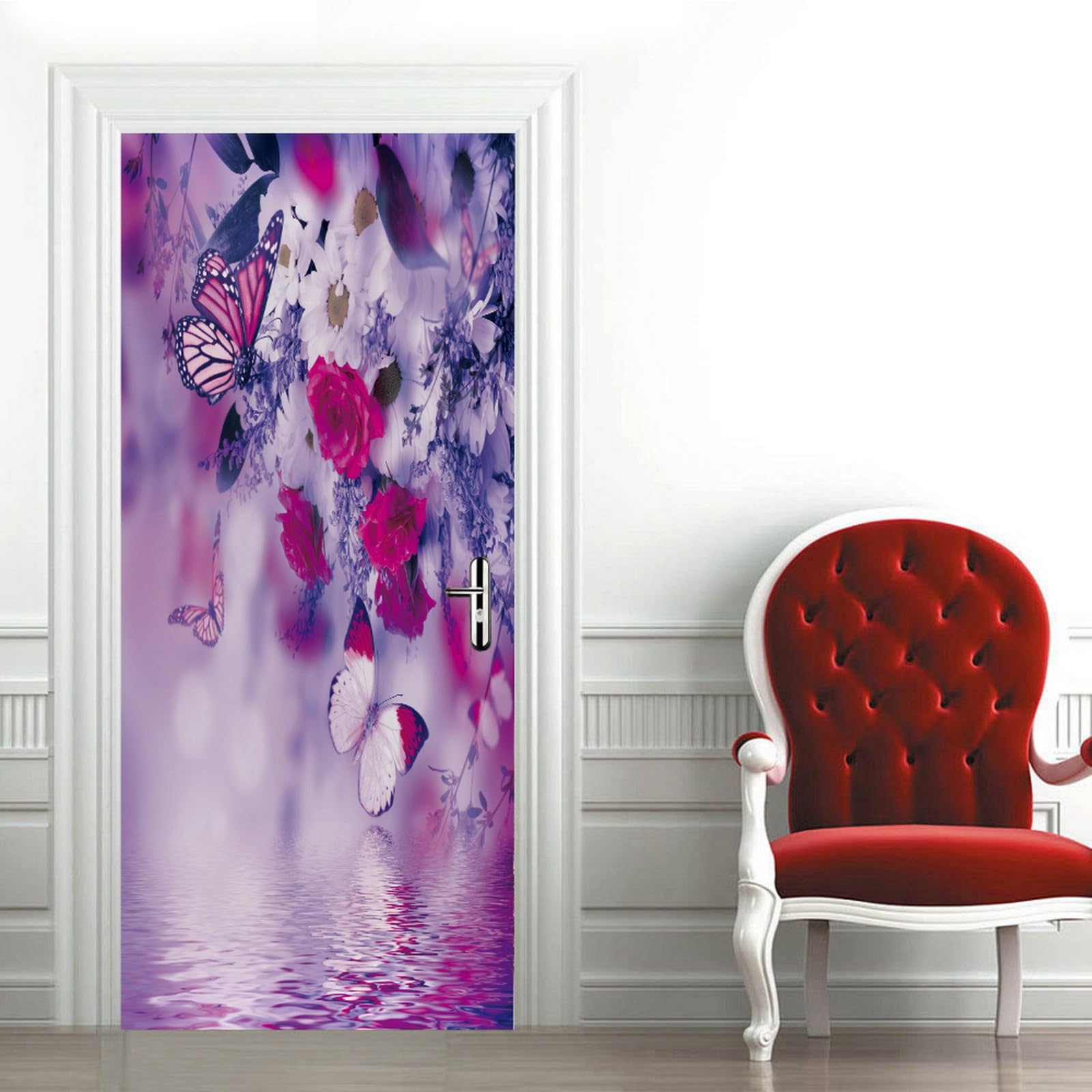 3D Adesivi Per Porte Fotomurali Autoadesivi - Bellissime Piante E Fiori 95 X 215 Cm - Peel And Stick Decalcomanie Per Porte Carta Da Parati