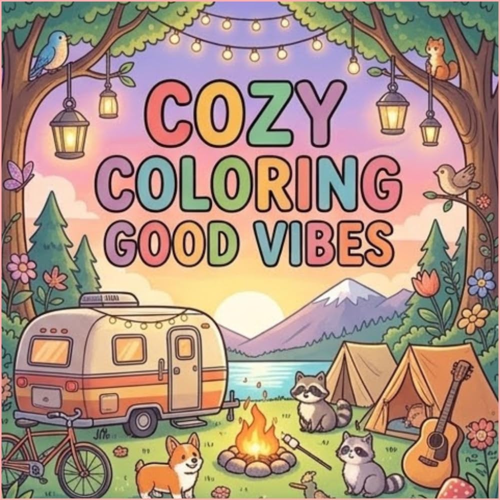 cozy coloring good vibes: A Relaxing Cozy Coloring Book for Stress Relief and Positive Vibes