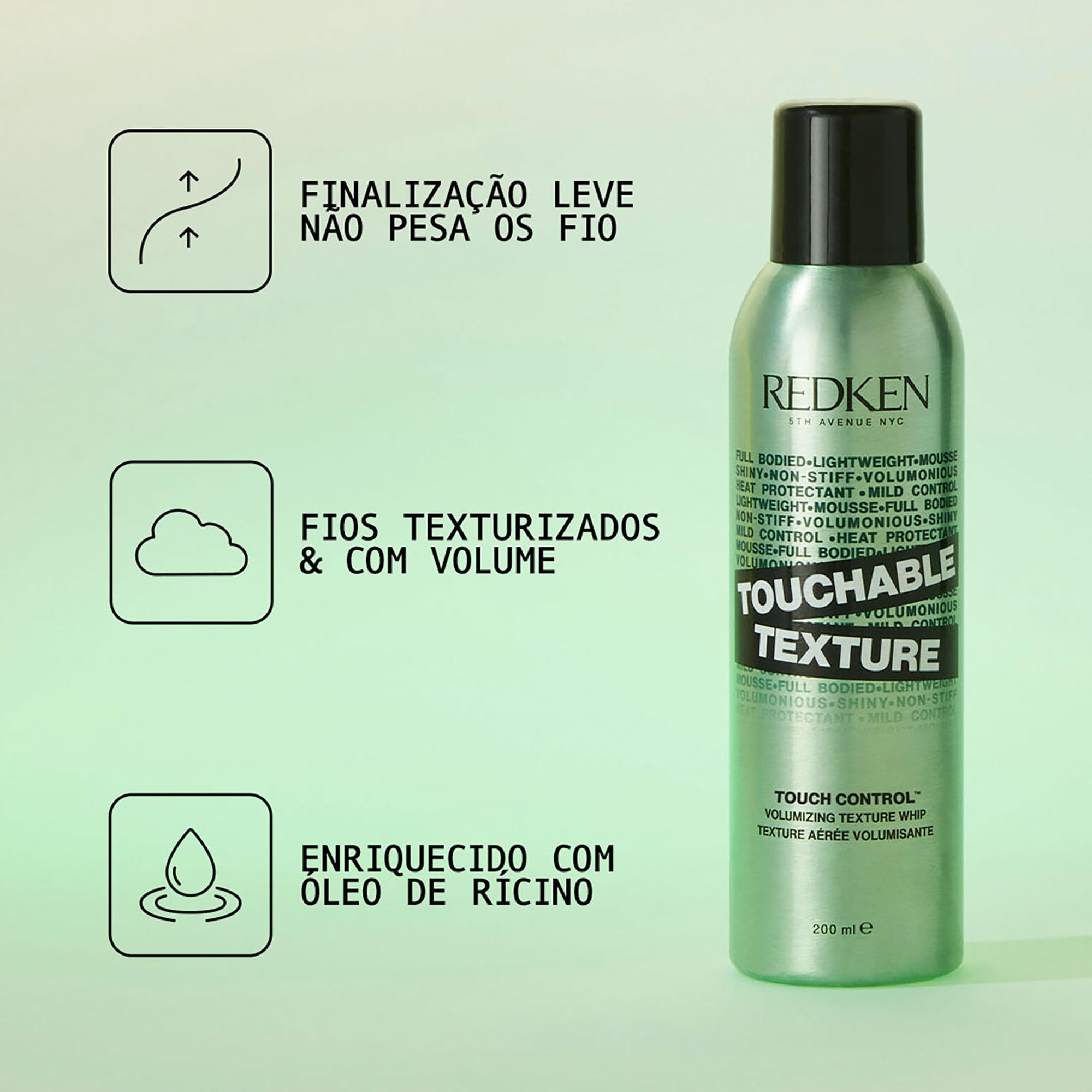 Redken Spray Touchable Texture, Fixação extra alta, Secagem rápida