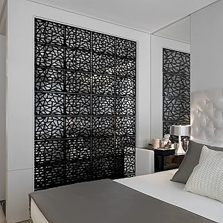 12pcs DIY Raumteiler Bildschirm Kunststoff Hängeleinwand Wandaufkleber Studieren Sitzecke Raumteiler Trennwand Wohnzimmer Schlafzimmer Räumen Essen Hotel Schule Dekoration (Irregular Schwarz)