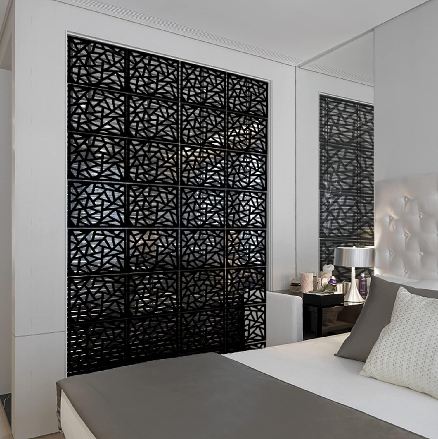 MYEUSSN 12pcs DIY Raumteiler Bildschirm Kunststoff Hängeleinwand Wandaufkleber Studieren Sitzecke Raumteiler Trennwand Wohnzimmer Schlafzimmer Räumen Essen Hotel Bar Schule Dekoration (Platz - Weiß)