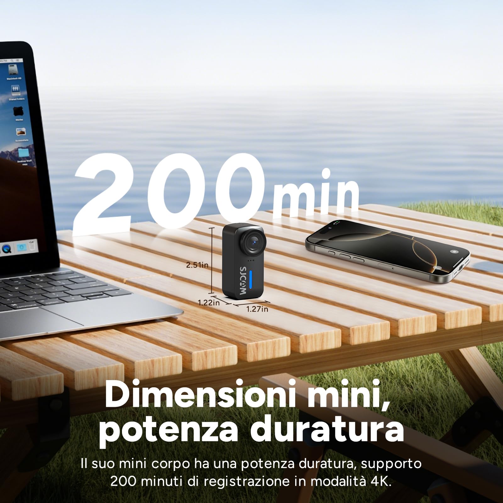 SJCAM C110 Mini Action Cam 4K Bodycam Magnetica, Scheda MicroSD 64GB Inclusa, Autonomia 200 Min, Stabilizzazione EIS, Grandangolo 135°, Zoom 8x, Subacquea 30M, Combo Kit per Vlogging e Viaggi, Solo 5G