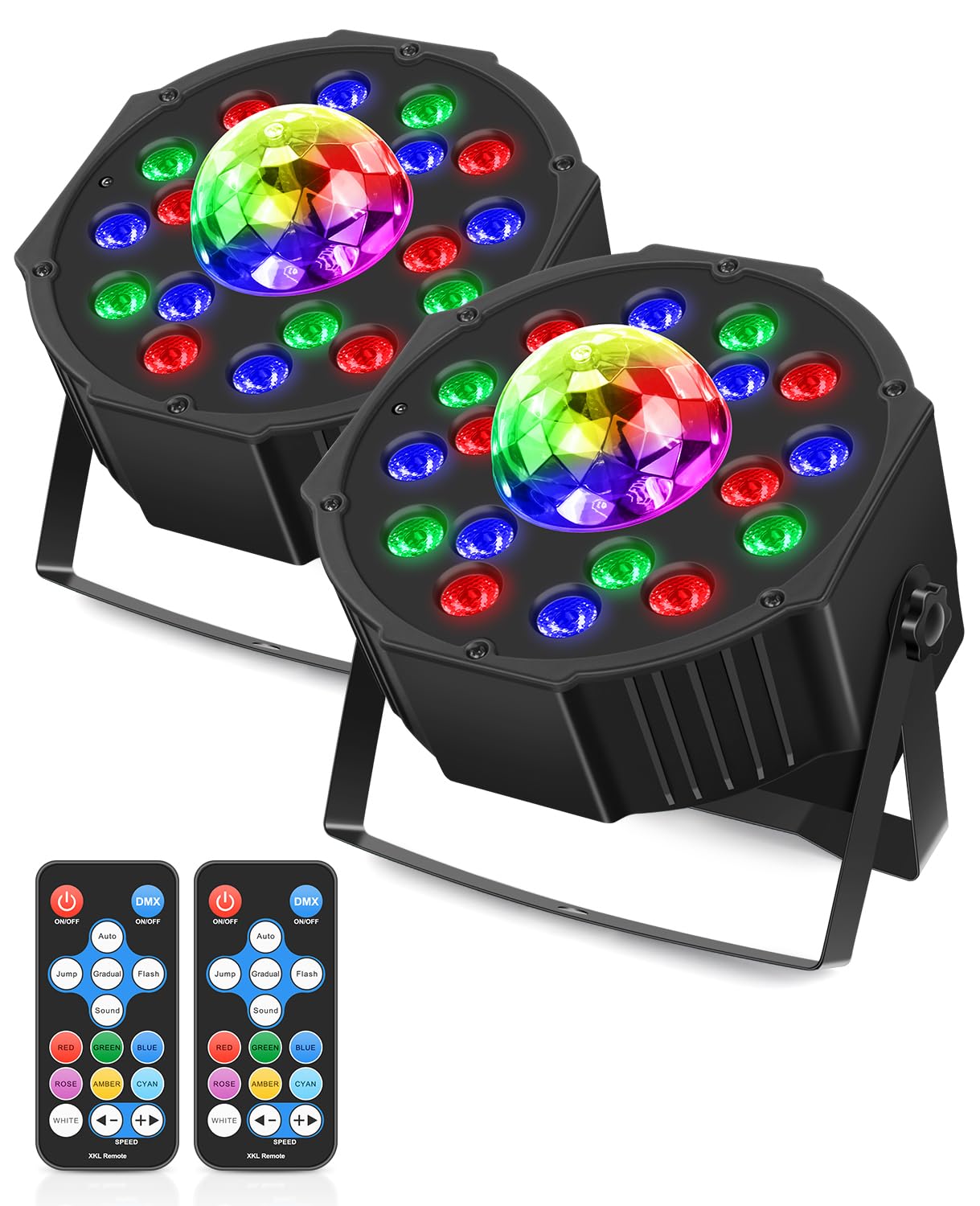 MOSFiATA Focos LED RGB con Luz de Bola de Discoteca Luces DMX para Fiesta Discoteca Celebraciones Escenarios, 2 Pcs