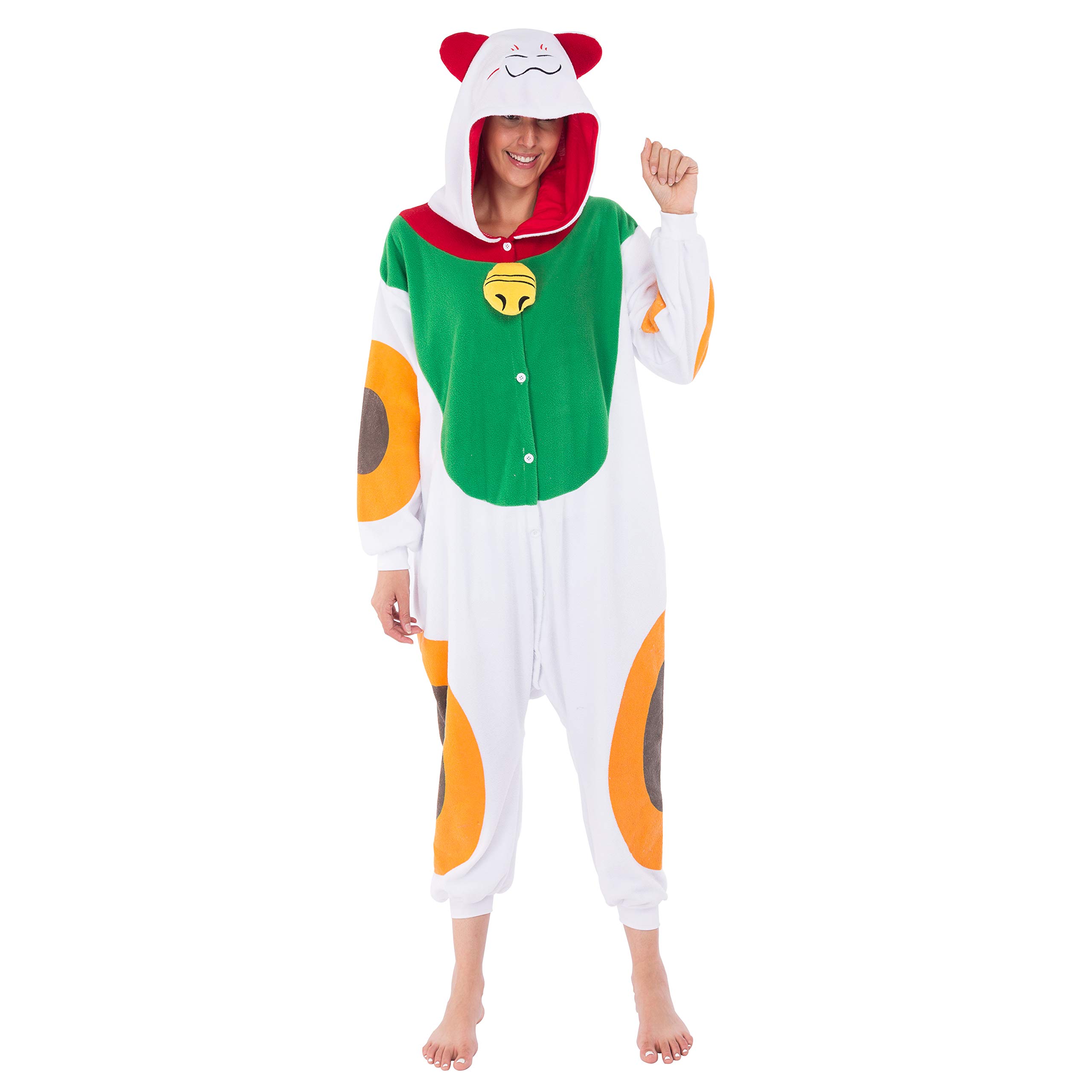 Spooktacular Creations Unisex Adult Pajama Plush Onesie One Piece Lucky Cat Animal Costume