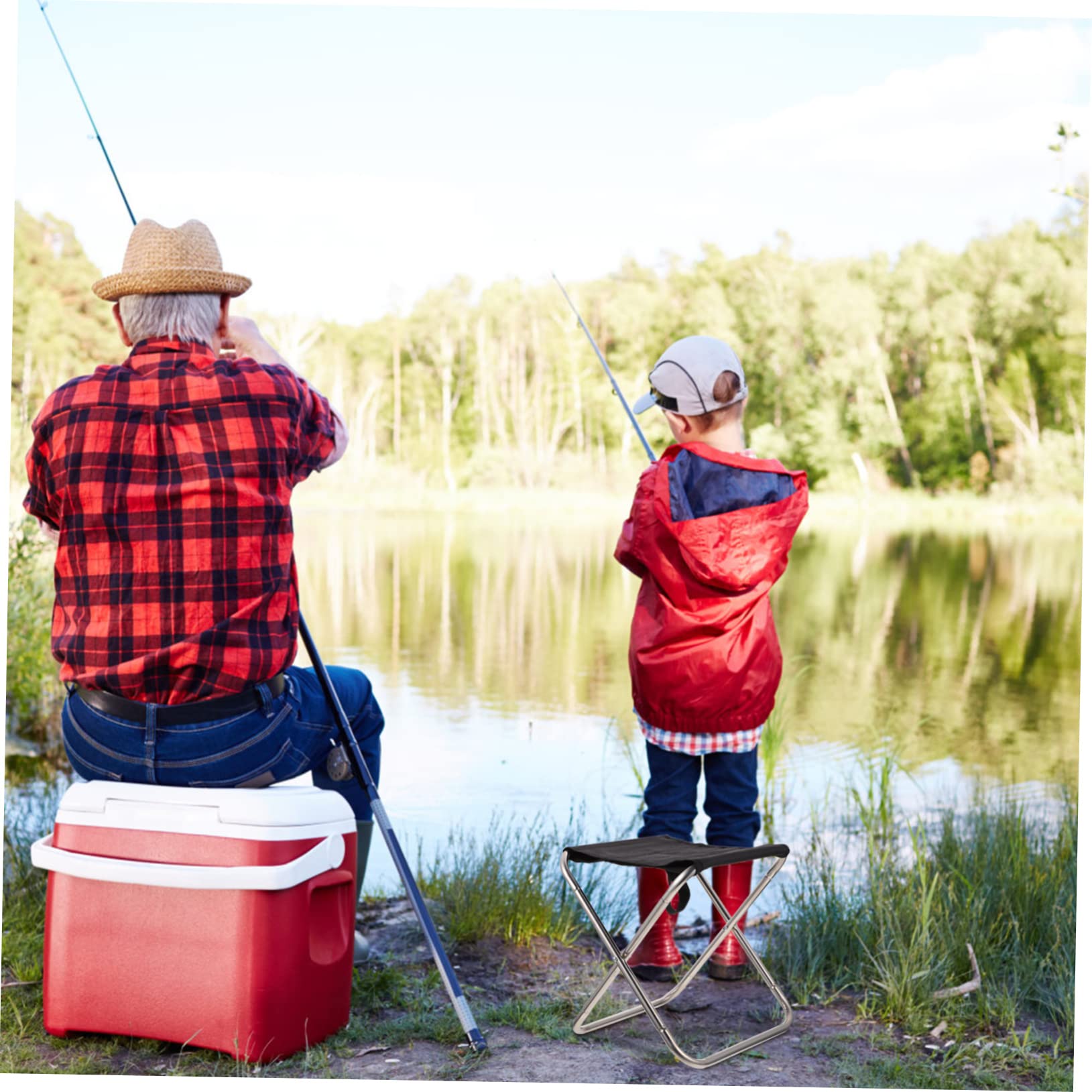 OSOLADY 1Pc Portable Outdoor Folding Chair Lightweight Fishing Stool Quick Open Collapsible Camping Seat Durable and Comfortable Beach Stool for Hiking Picnics and Travel