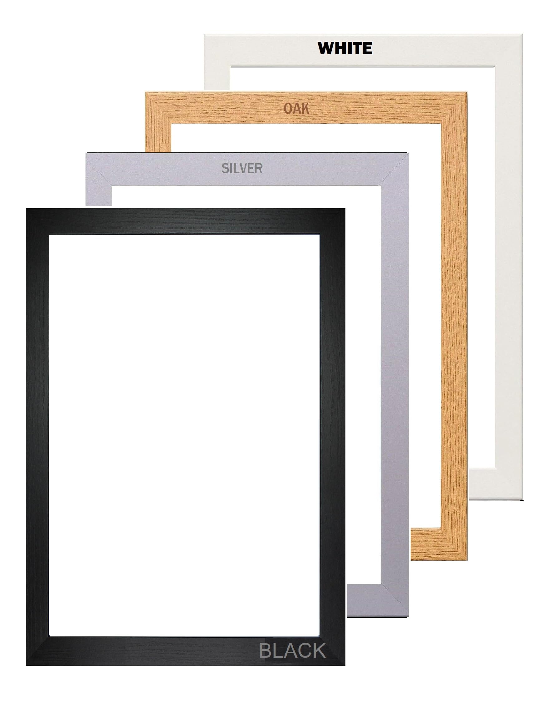 Modern Poster Frames Picture Frames Black White Oak Silver (White, 17X12 INCH)