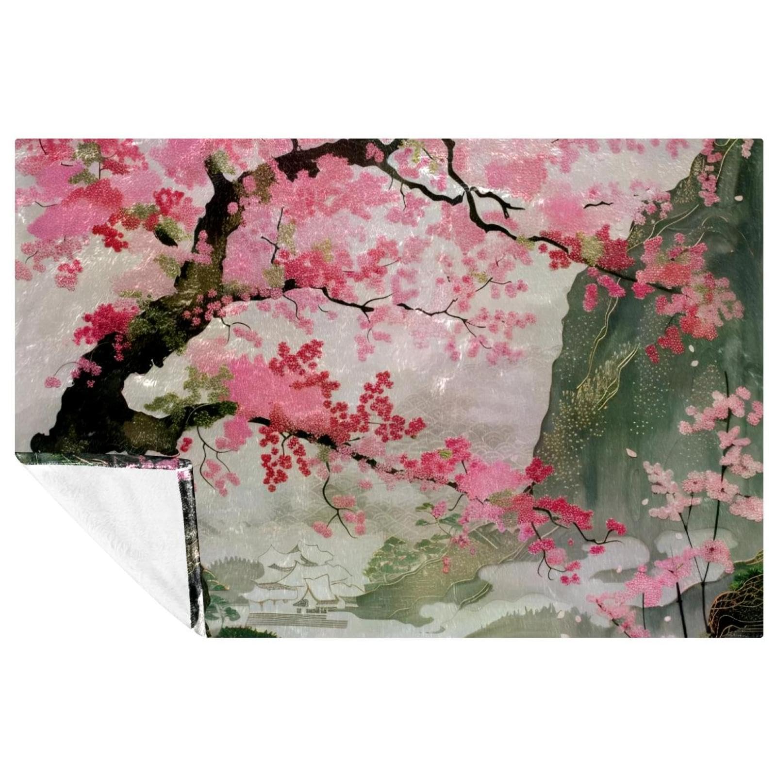 Couverture cerisier rose de qualité supérieure plaid doux et chaud lit canapé 150x100cm