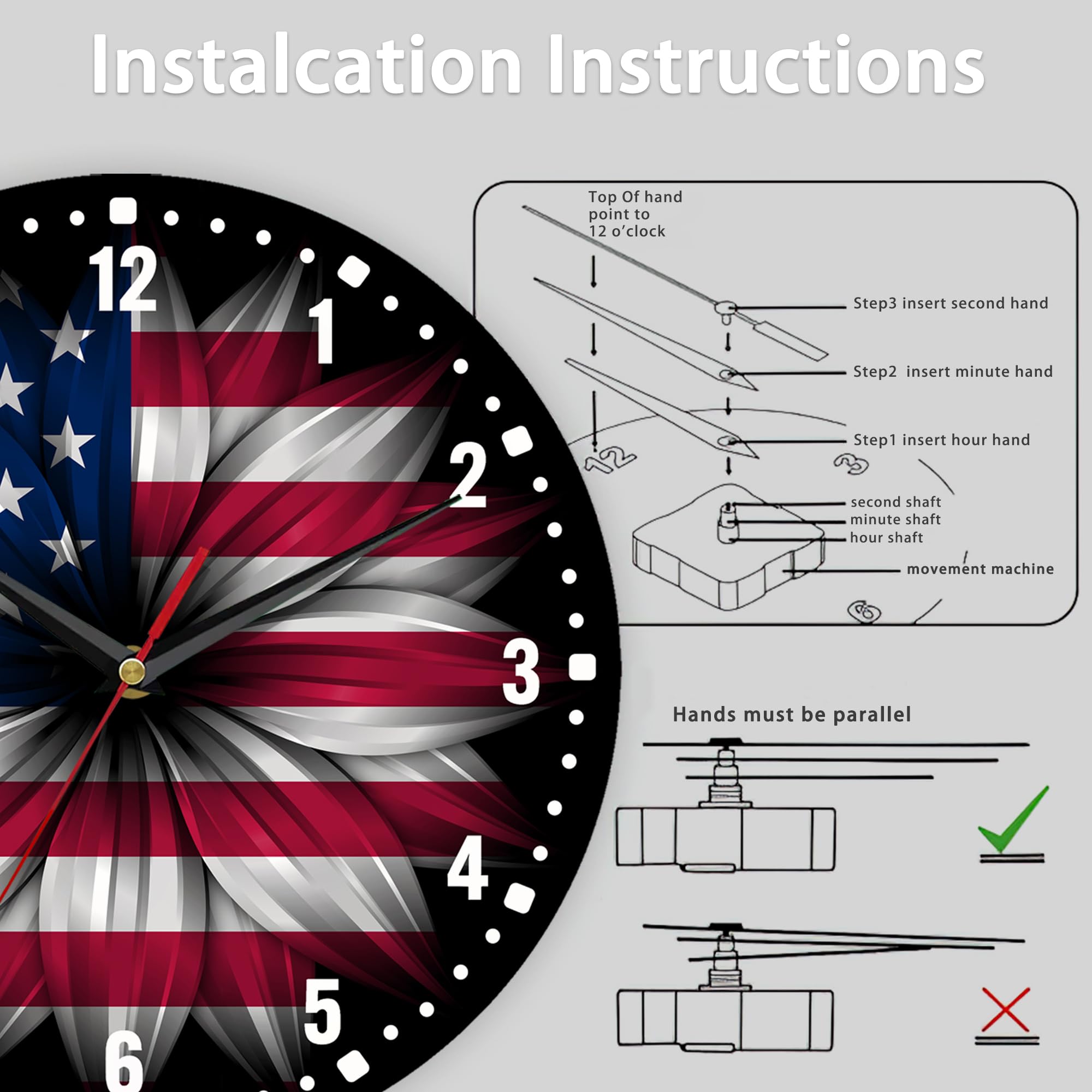 Amazon.co.jp: SPUNKER アメリカ国旗キッチン壁掛け時計、独立