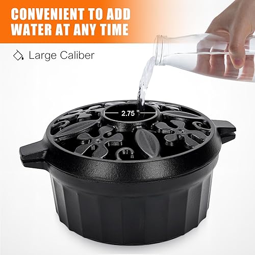 Miniatura 9 de G GOOD GAIN Vaporizador de estufa de leña, cuenco redondo de hierro fundido, olla humidificadora con parte superior de apertura grande para