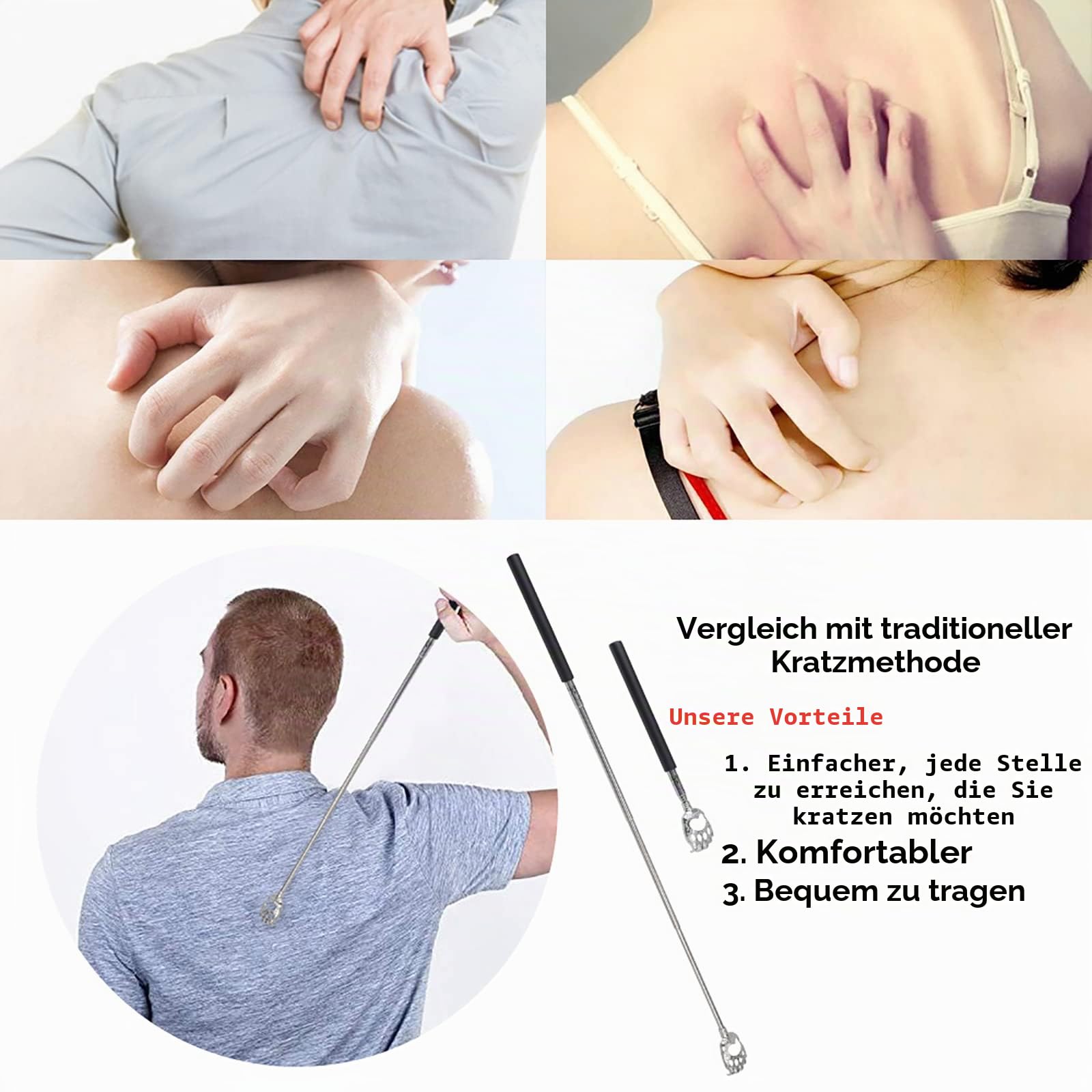 WOVTE Bear Claw Ausziehbarer Rückenkratzer für Männer und Frauen, Strumpffüller für Erwachsene, Männer, Muttertag, Vatertag, Geburtstag, Weihnachten, Geschenke für Männer, Frauen, Mutter, Vater