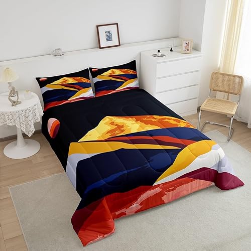 Miniatura 3 de Erosebridal Juego de ropa de cama de mediados de siglo, tamaño King, bohemio, puesta de sol, juegos de ropa de cama abstractos de naturaleza, juegos