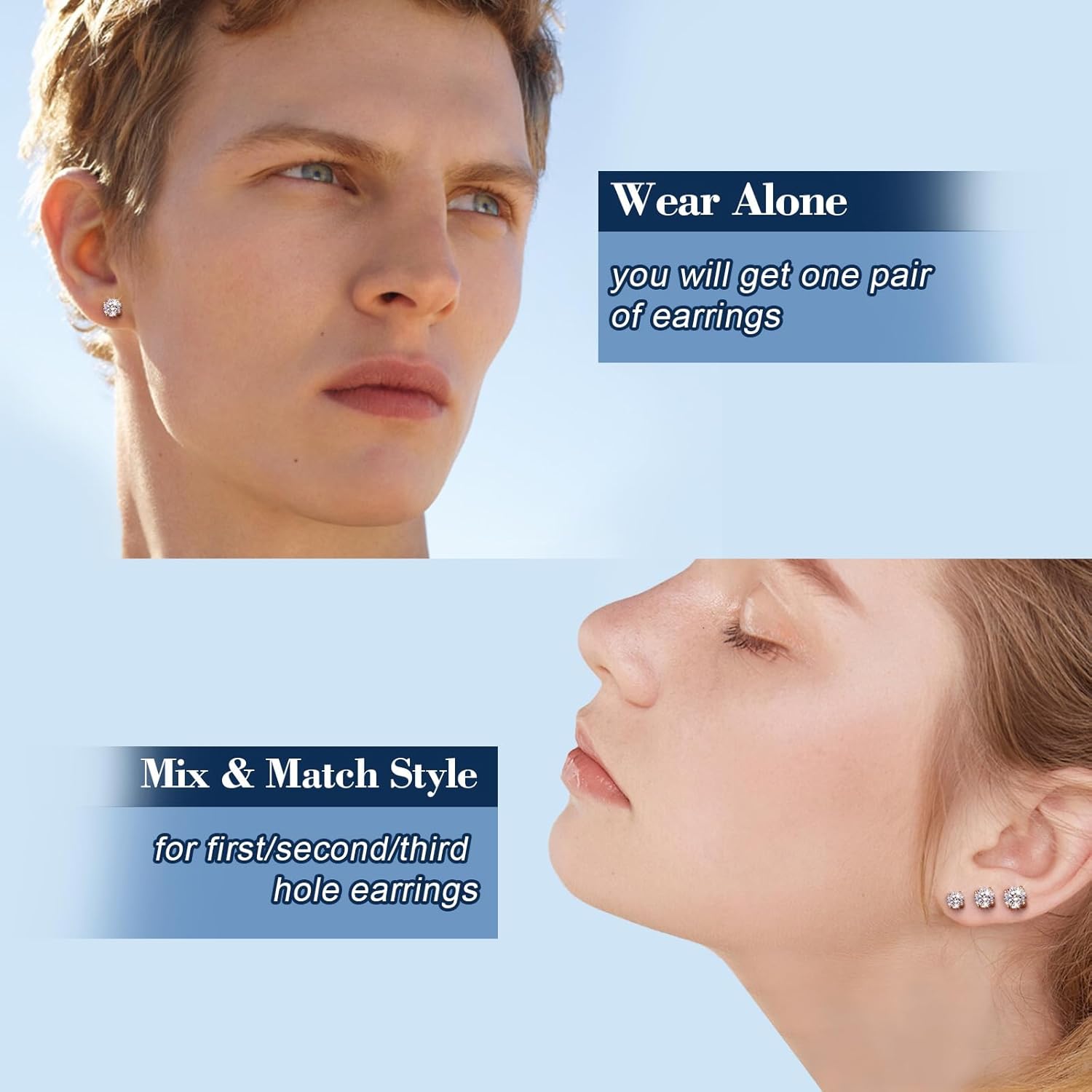 TUHE Moissanite Stud Earrings Lab Created Imitation Diamond Earrings Screw Back 18k Gold Plated S925 Sterling Silver Hypoallergenic D Color VVS1 Clarity Round 0.2-8ct Moissanite Earrings for Women Men - Image 7