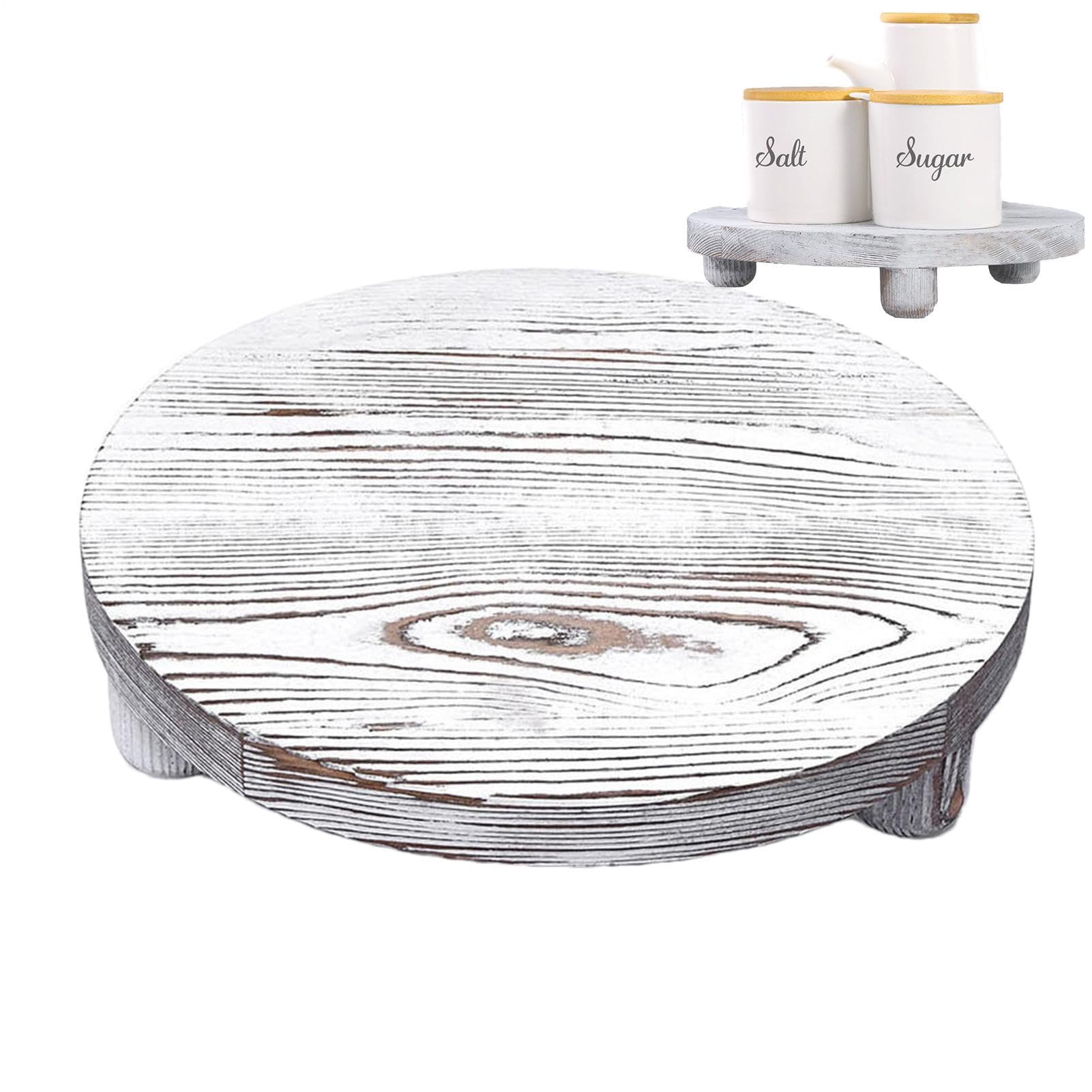 Support en bois rond pour parfum et plateau de salle de bain campagne chic