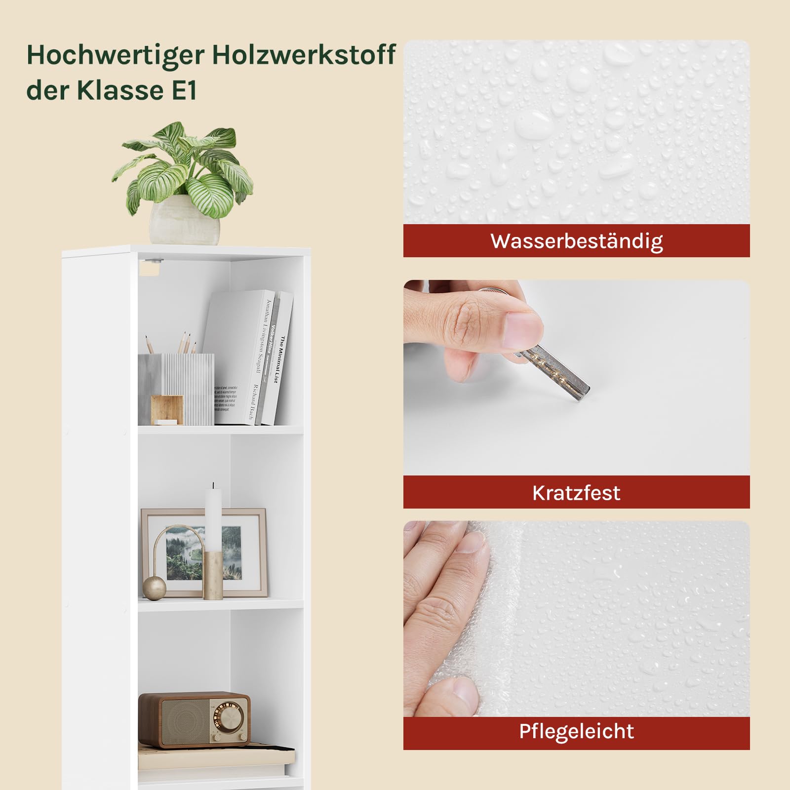 WOLTU Bücherregal mit 6 Fächern, Würfelregal freistehend, 30x158,5x24 cm, Holzwerkstoff