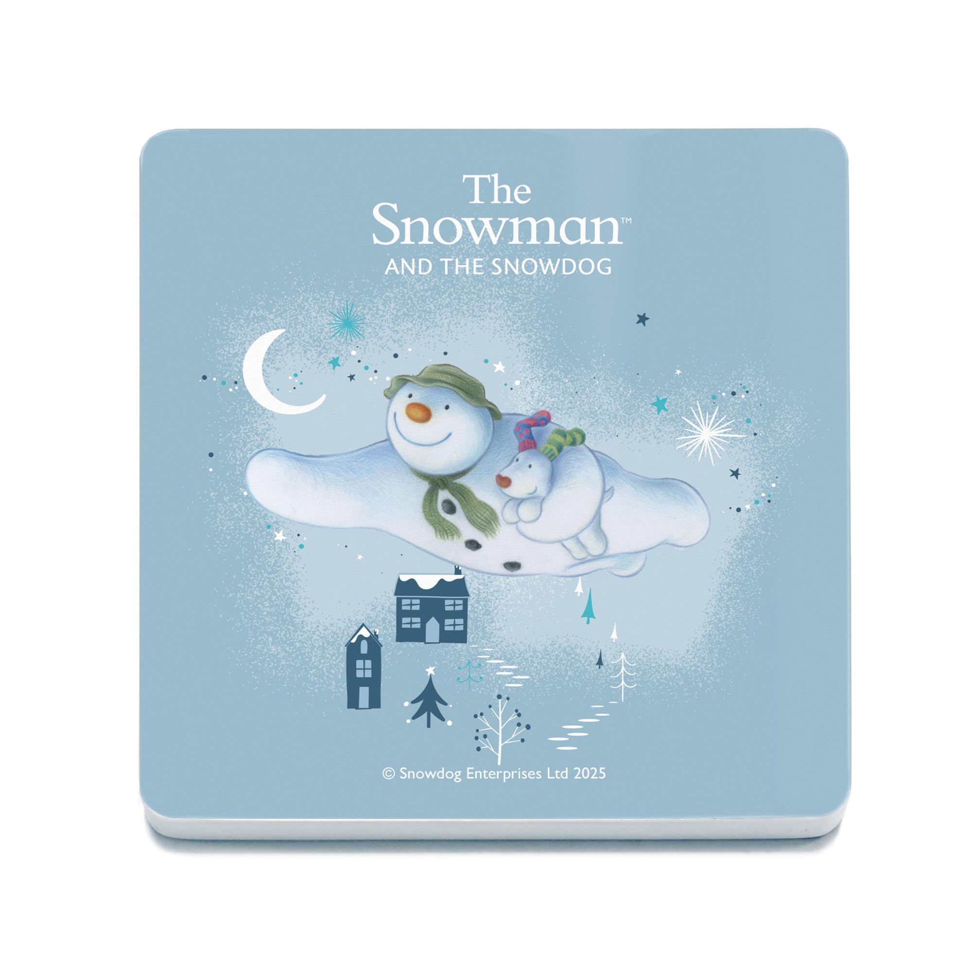 Decorative Coaster (10 x 10 cm) - The Snowman and the Snowdog (Flying High)