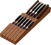 Vista 7 de Organizador de cajones de cuchillos, soporte para cuchillos de madera de bambú, bloque de cuchillos apto para 7 cuchillos