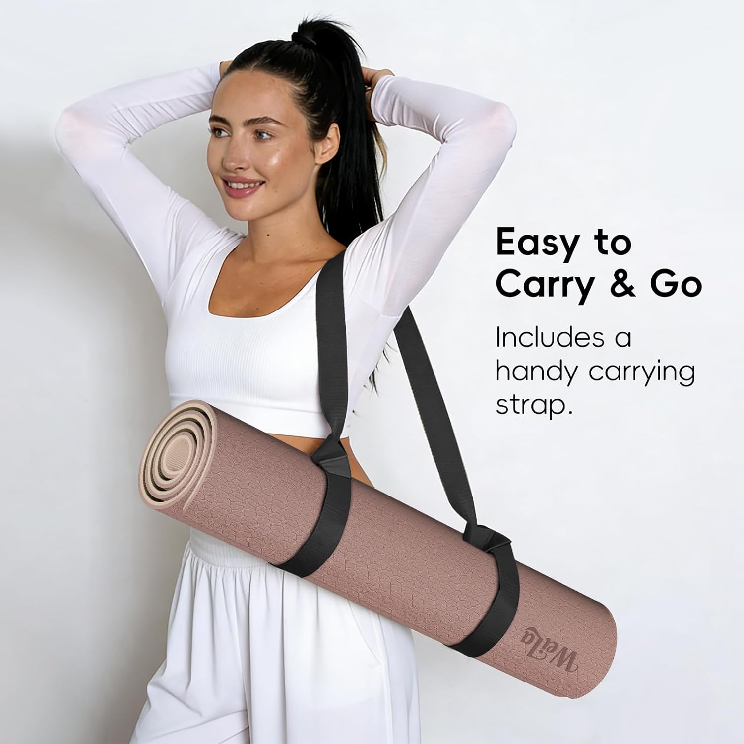 WEILA Extra Thick 10mm Yoga Mat - Non-Slip TPE Fitness Mat for Yoga, Pilates & Workout, 76"x28" Large Dual-Color with Carry Strap for Travel, Gym, Home