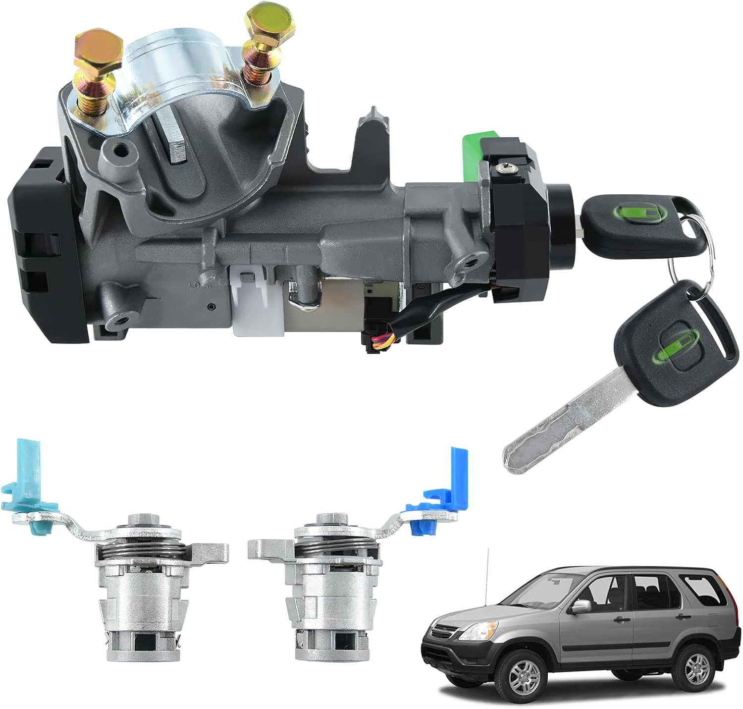 FITS 2002 2003 2004 2005 2006 Honda CRV, FITS Honda Element 2003 2004 2005 IGNITION LOCK CYLINDER & TWO DOOR LOCK CYLINDER SWITCH ASSEMBLY SET Auto Trans W/2 Chip KEYS 72185-S9A-013 (NO TRANSCEIVER)