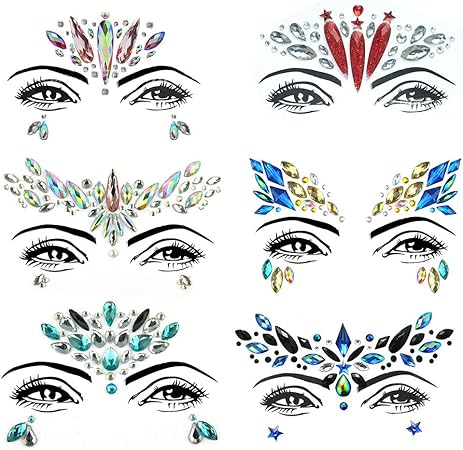 Amazon フェイスステッカー アイメイク 3d顔の装飾 化粧用 顔の宝石 顔のステッカー ラインストーン顔のステッカー 3dネイルシール 03 Chth ボディ用メイクアップ 通販