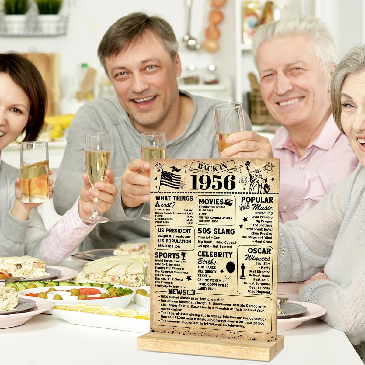 70th Birthday Decorations for Women Men,1956 birthday decorations,Acrylic Poster Table Sign With Stand,Vintage 1956 Table Decor Gift 70 Anniversary Decor Gifts - Image 4