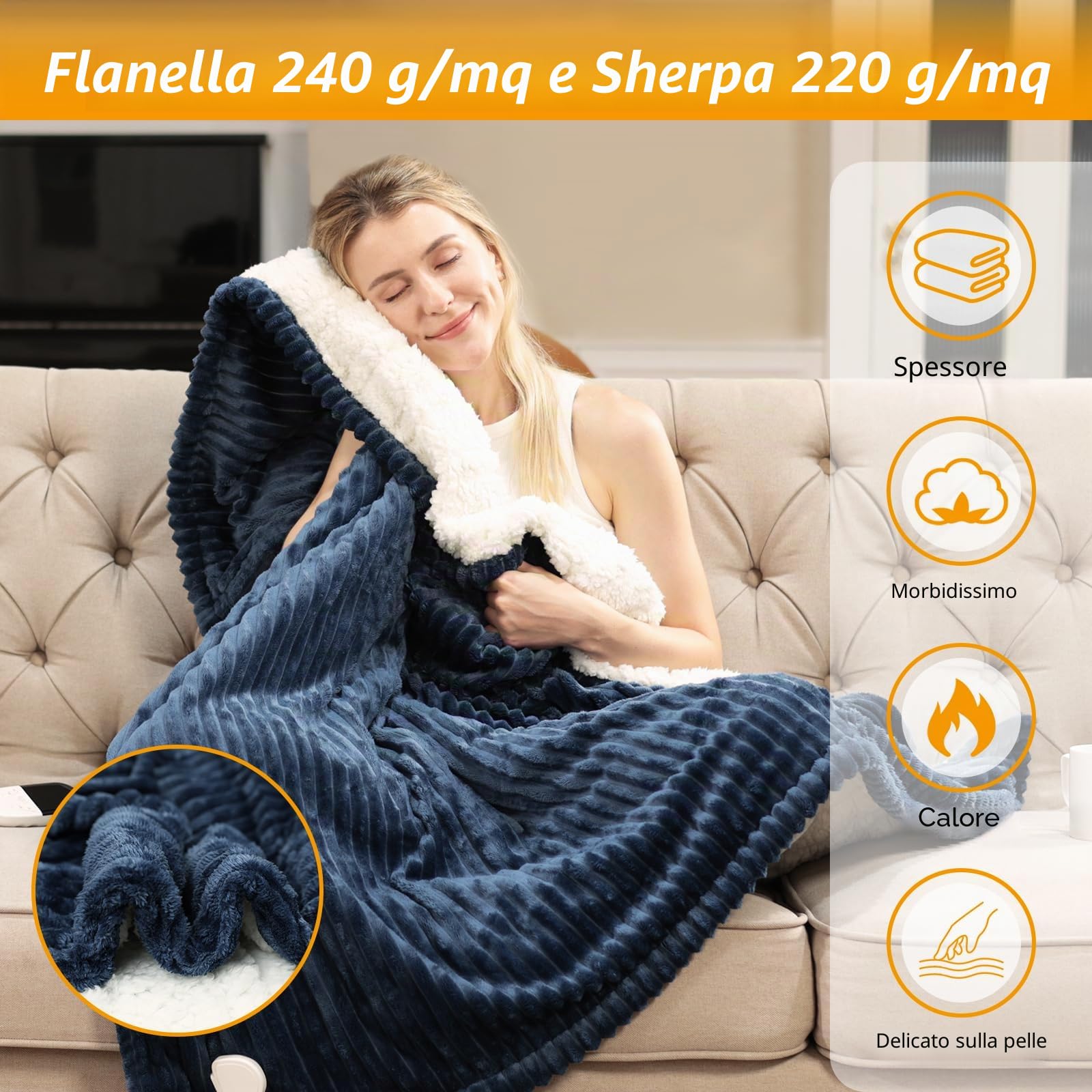 ITSHINY Coperta Riscaldante Elettrica 180x135 cm con Controllo Digitale, 6 Livelli di Calore, Timer 1-10h, Spegnimento Automatico + Protezione Surriscaldamento, Flanella Morbida Lavabile in Lavatrice