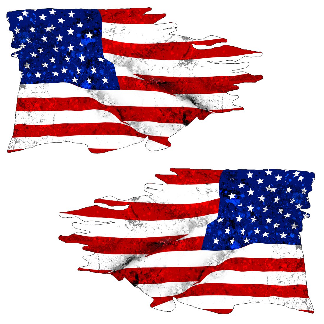AZ House of Graphics USA Tattered Flag Sticker Mirror 2 Pack