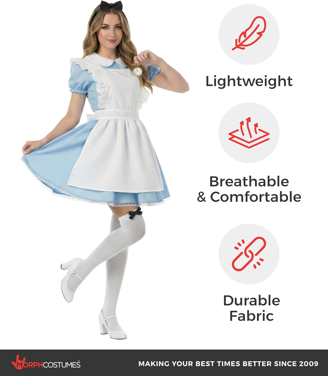 fun shack Womens Alice Costume, Blue Dress, Alice Costume, Fairy Tale Costumes, Halloween Costumes for Women Adult - Image 7