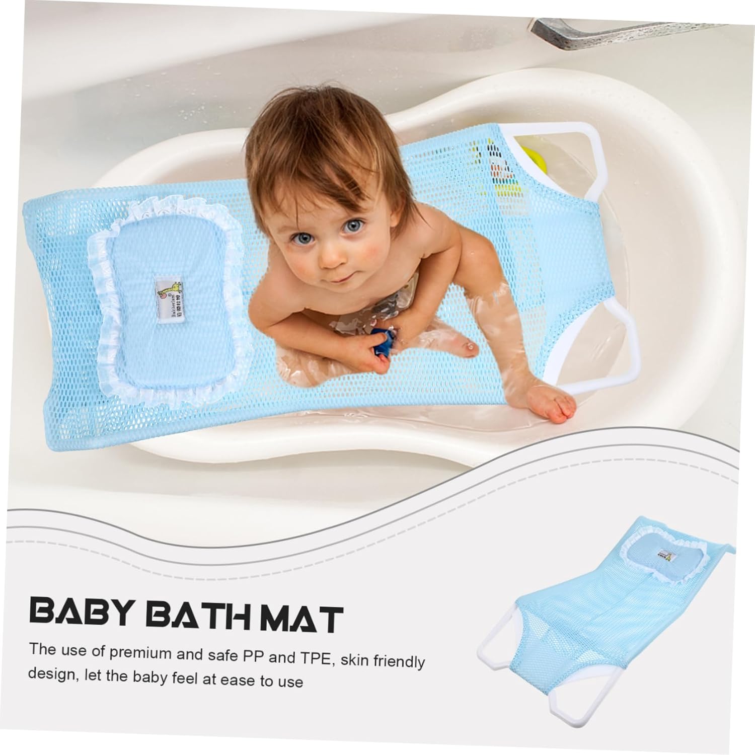 HANABASS Skid Bath Support Net Comfortable and Safe Bathtub Rack for Boy Girl Made TPE Material Blue for Easy Bathing Experience