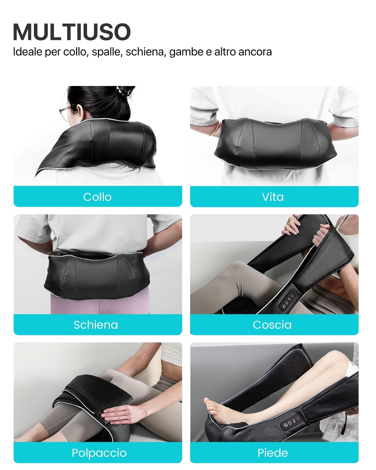 Masażer karku, masażer szyi i ramion z ogrzewaniem, elektryczny masaż Shiatsu 3D z trzema regulowanymi prędkościami, prezent dla mężczyzn i kobiet (czarny)