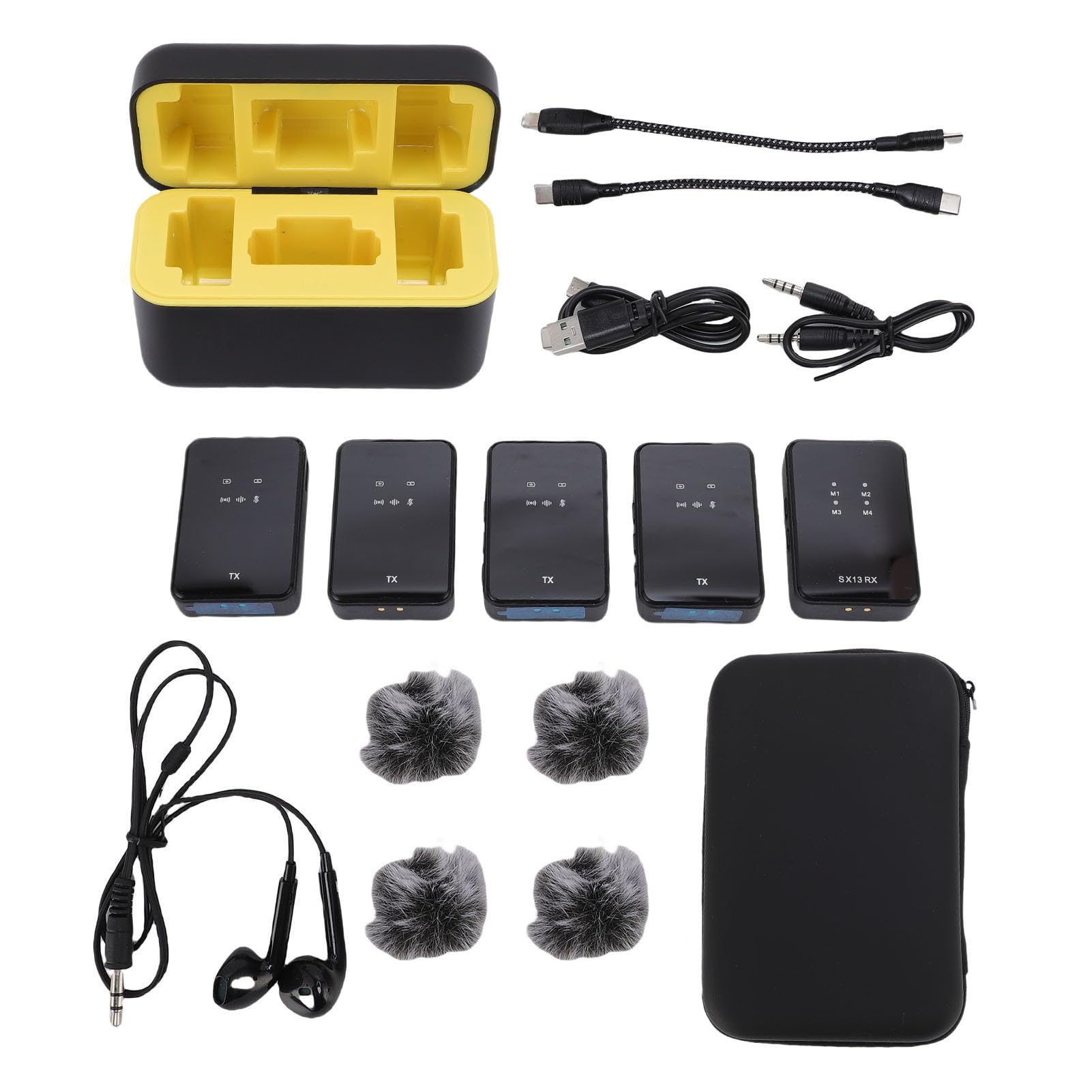 Microfono Wireless da Bavero, Microfono Lavalier Wireless Omnidirezionale con Riduzione del Rumore, Copertura Antivento per Fotocamera, Telefono, Computer, Registrazione di Interviste in