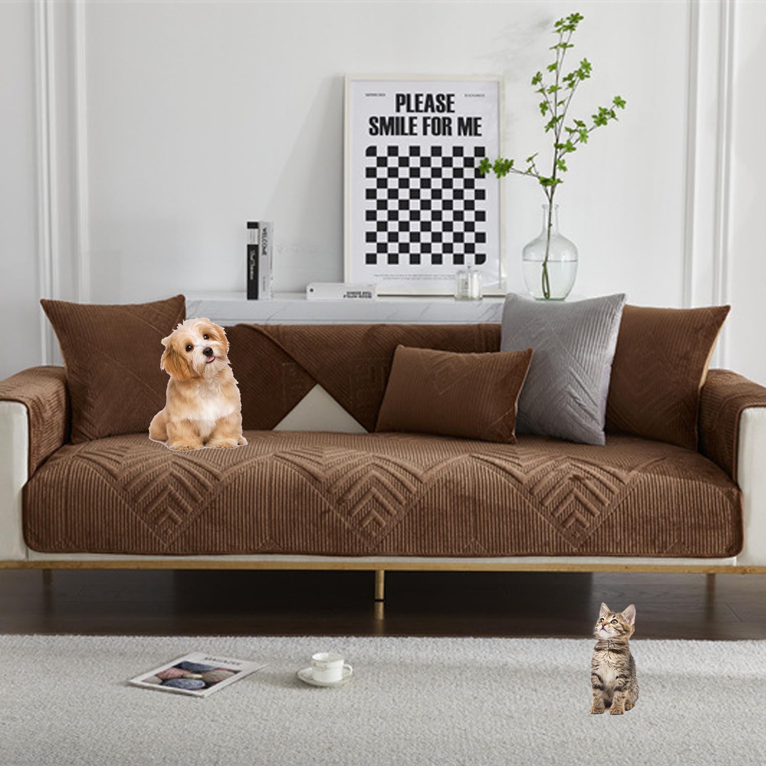 Housse de canapé velours curry pour salon chaleureux et modulable L