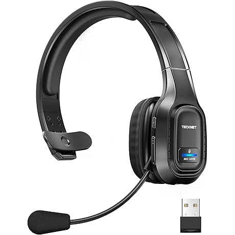 TeckNet Bluetooth Call Center Headset with Noise-Canceling Microphone