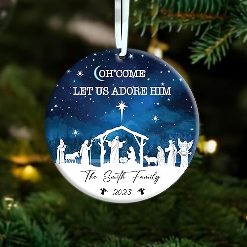 Miniatura 26 de Paquete de 5 adornos de natividad de partitura musical de madera a granel, adorno de escena católica de Navidad, recuerdo cristiano, decoración