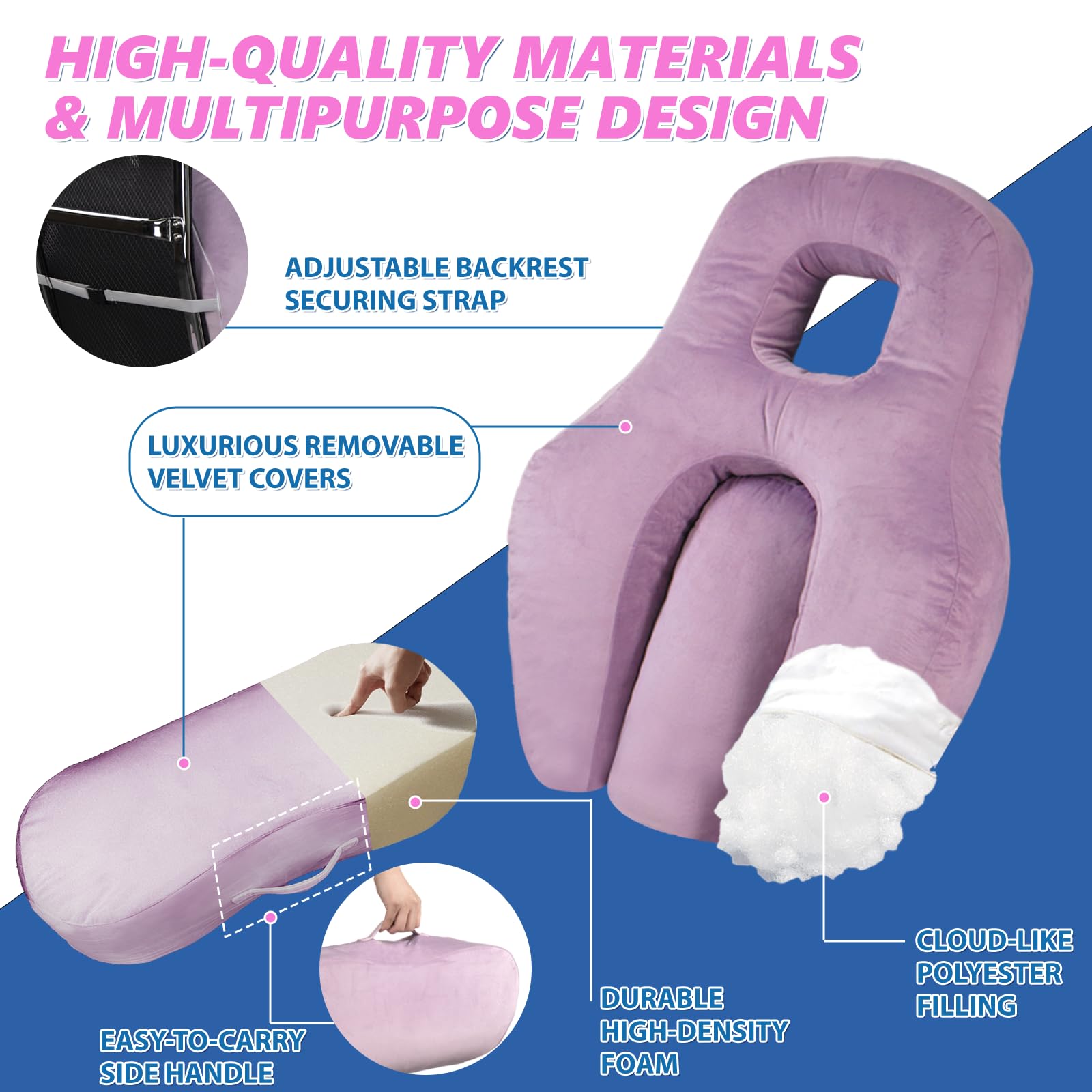 Juego de almohadas ortopédicas BBL – Almohada de recuperación postoperatoria para dormir, sentarse y aliviar el dolor de espalda boca abajo
